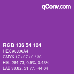 Color code: RGB 136 54 164 | qconv.com