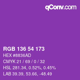 Color code: RGB 136 54 173 | qconv.com