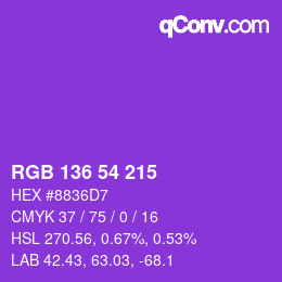 Color code: RGB 136 54 215 | qconv.com