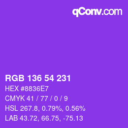 Color code: RGB 136 54 231 | qconv.com