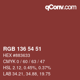 Color code: RGB 136 54 51 | qconv.com