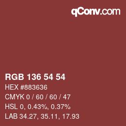 Color code: RGB 136 54 54 | qconv.com
