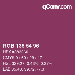 Color code: RGB 136 54 96 | qconv.com