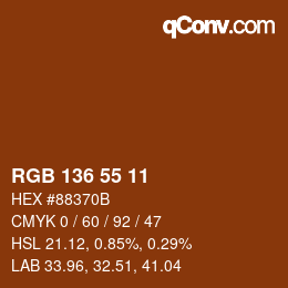 Color code: RGB 136 55 11 | qconv.com