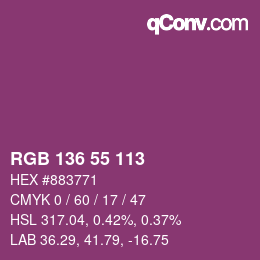Color code: RGB 136 55 113 | qconv.com