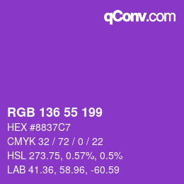 Color code: RGB 136 55 199 | qconv.com