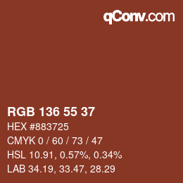 Color code: RGB 136 55 37 | qconv.com