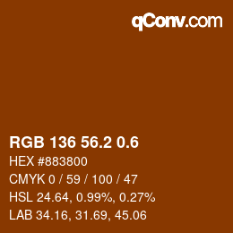カラーコード: RGB 136 56.2 0.6 | qconv.com