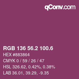 カラーコード: RGB 136 56.2 100.6 | qconv.com