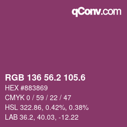 カラーコード: RGB 136 56.2 105.6 | qconv.com
