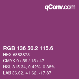 カラーコード: RGB 136 56.2 115.6 | qconv.com