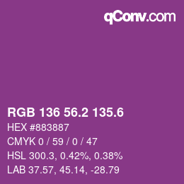 カラーコード: RGB 136 56.2 135.6 | qconv.com