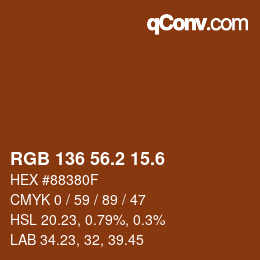 カラーコード: RGB 136 56.2 15.6 | qconv.com