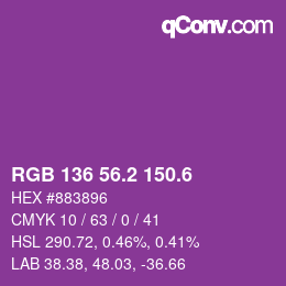 カラーコード: RGB 136 56.2 150.6 | qconv.com