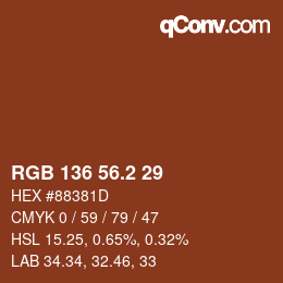 Color code: RGB 136 56.2 29 | qconv.com