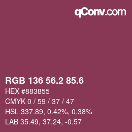 カラーコード: RGB 136 56.2 85.6 | qconv.com