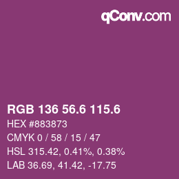 カラーコード: RGB 136 56.6 115.6 | qconv.com