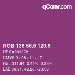 カラーコード: RGB 136 56.6 120.6 | qconv.com