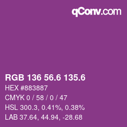 カラーコード: RGB 136 56.6 135.6 | qconv.com
