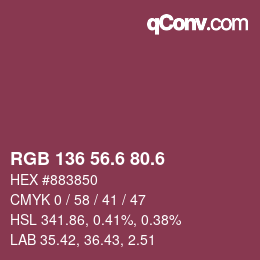 カラーコード: RGB 136 56.6 80.6 | qconv.com