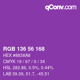 Color code: RGB 136 56 168 | qconv.com