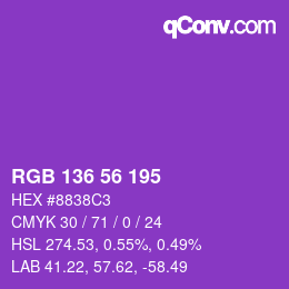Color code: RGB 136 56 195 | qconv.com