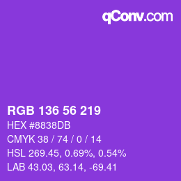 Color code: RGB 136 56 219 | qconv.com