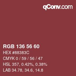 Color code: RGB 136 56 60 | qconv.com