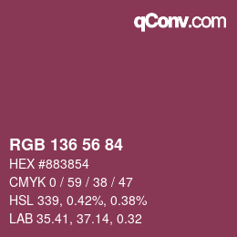 Code couleur: RGB 136 56 84 | qconv.com
