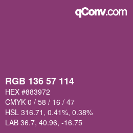 Código de color: RGB 136 57 114 | qconv.com