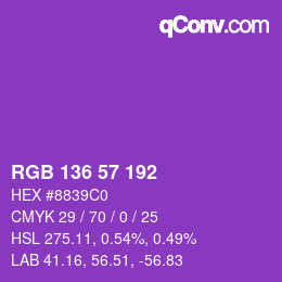 Color code: RGB 136 57 192 | qconv.com