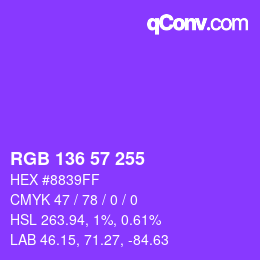 Color code: RGB 136 57 255 | qconv.com