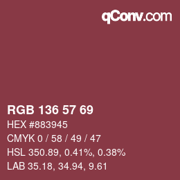 Color code: RGB 136 57 69 | qconv.com