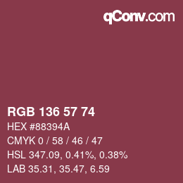 Color code: RGB 136 57 74 | qconv.com