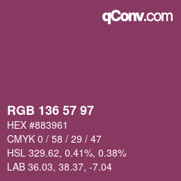Color code: RGB 136 57 97 | qconv.com