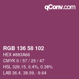 Color code: RGB 136 58 102 | qconv.com