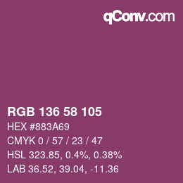 Color code: RGB 136 58 105 | qconv.com