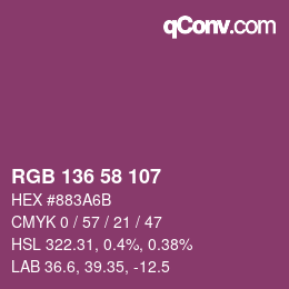 Color code: RGB 136 58 107 | qconv.com
