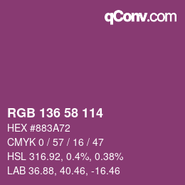 Color code: RGB 136 58 114 | qconv.com