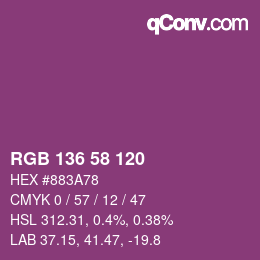Color code: RGB 136 58 120 | qconv.com