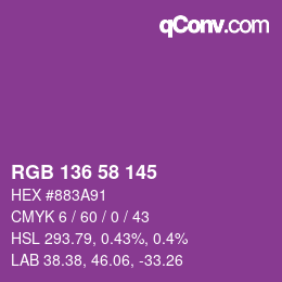Color code: RGB 136 58 145 | qconv.com