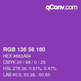 Color code: RGB 136 58 180 | qconv.com