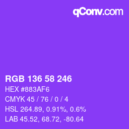Color code: RGB 136 58 246 | qconv.com