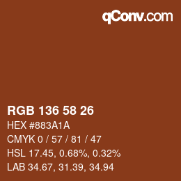 Color code: RGB 136 58 26 | qconv.com