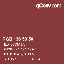 Color code: RGB 136 58 58 | qconv.com