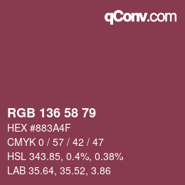 Color code: RGB 136 58 79 | qconv.com