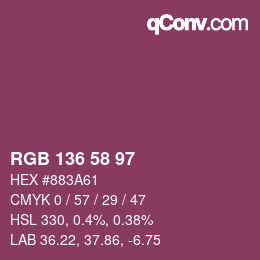 Color code: RGB 136 58 97 | qconv.com