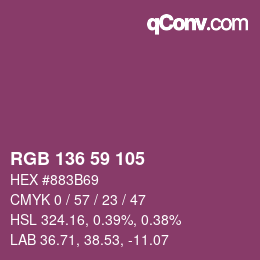 Color code: RGB 136 59 105 | qconv.com