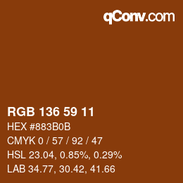 Color code: RGB 136 59 11 | qconv.com