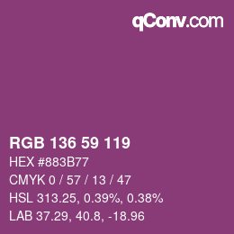 Color code: RGB 136 59 119 | qconv.com